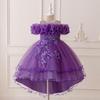 Pailletten Prinzessin Schleppenkleid für Mädchen - Puffiges Tüll Hochzeits- und Abendaufführungskleid