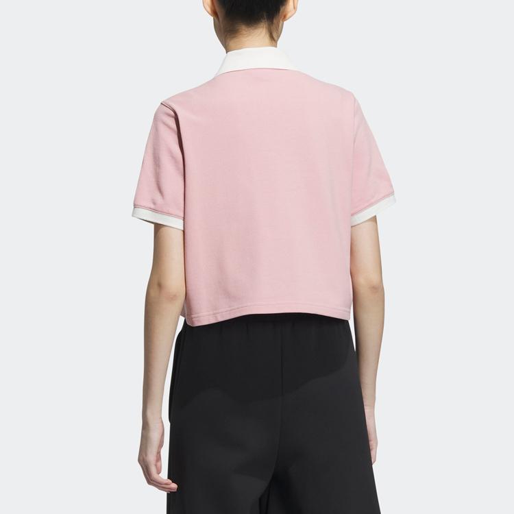 Adidas Originals Monkey Kingdom Co-Branded Series Polo Shirt With Cartoon Logo Patchwork Design Women Tops Miracle-Purple Pink IP1778
