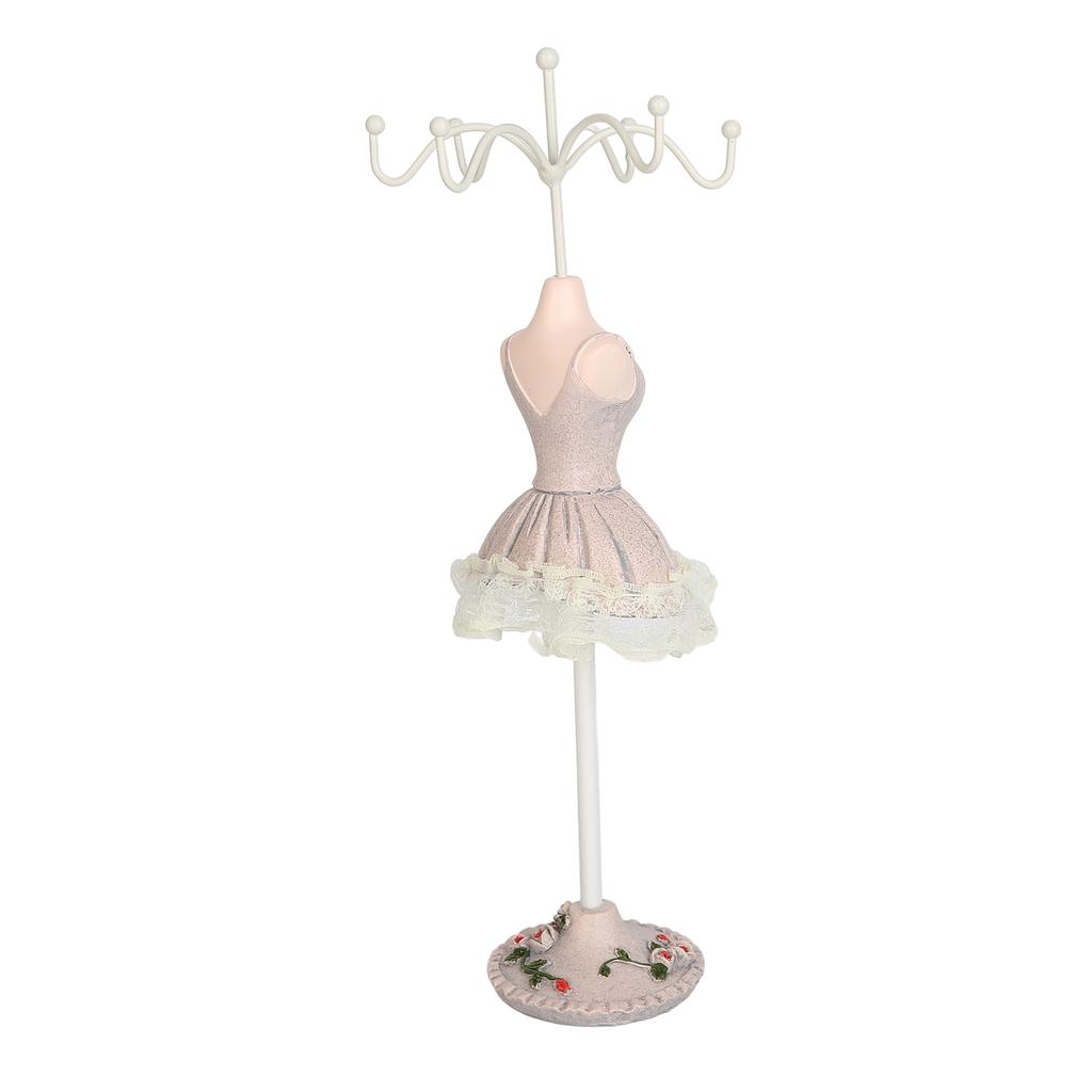 Model Dress Jewelry Display Stand Resin Iron Space Saving Earring Necklace Hanging Mannequin Jewelry Display Rack Gray