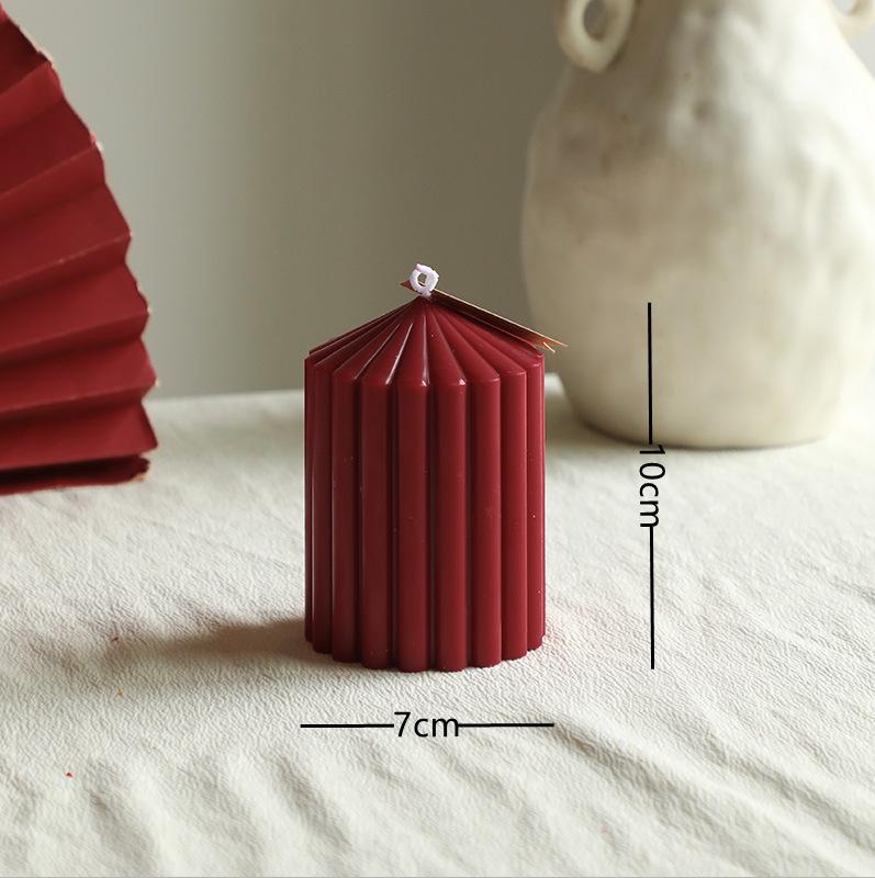 Vintage Wine Red Cylindrical Ins Aroma Candle, French Romantic Wedding Candle Household Candlestick Decoration