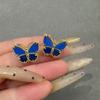 New Arrival Blue Butterfly Earrings Fashion High-end Luxury Four-leaf Earrings