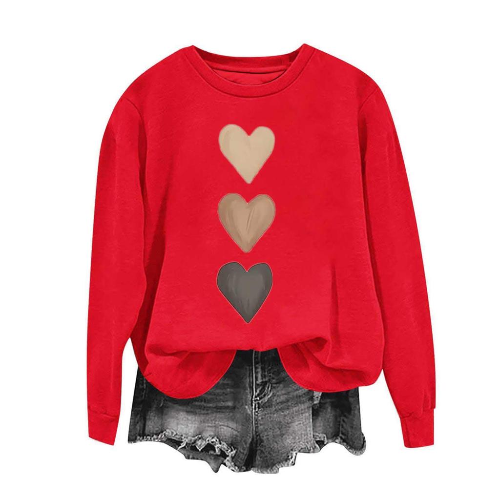 Women's Casual Fashion Valentine's Day Print Long Sleeve O,Neck Sweatshirts Pullover Top