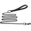 Durable Anti-Bite Metal Dog Chain Lead Chain Leash Handle Leads Leather Iron Chain for Small Large Medium Dogs Outdoor Training
