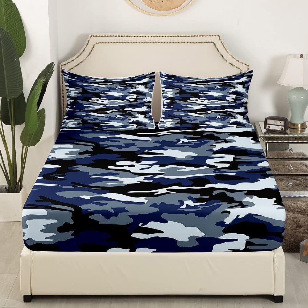 Camouflage Simple Pattern Mattress Three-Piece Digital Printing Mattress Bedding Set Adult Children