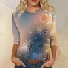 Christmas Limited Edition Women's 3D Red Christmas Tree Printed Round Neck Long Sleeve T-shirt Fashion Casual Long Sleeve Top