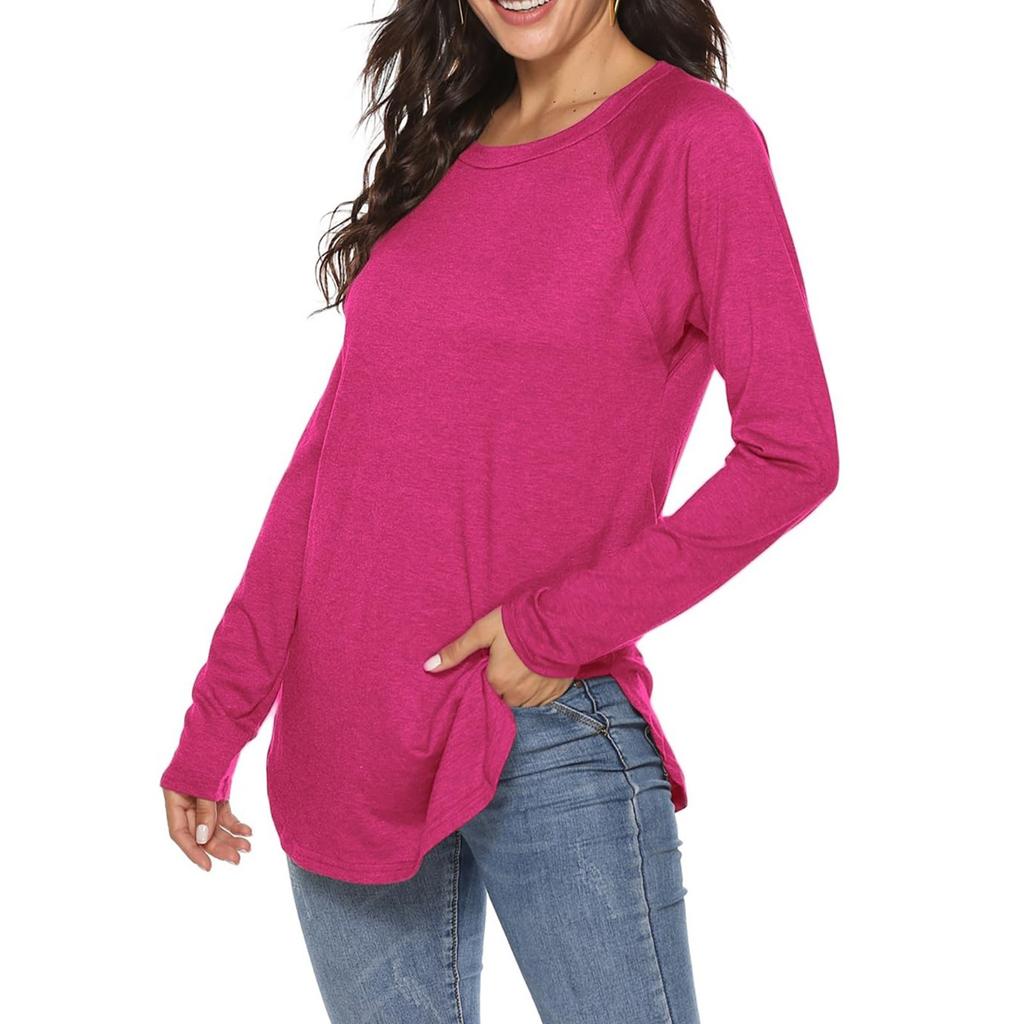 Dam Enfärgad Långärmad Rundhals Slim Fit Underdel Casual Pullover Topp