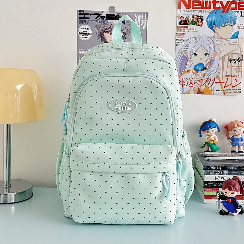 Schoolbag Small Fresh Sweet Cute Japanese College Wind Polka Dot Backpack Junior High School Students Casual Light Large Capacity Backpack