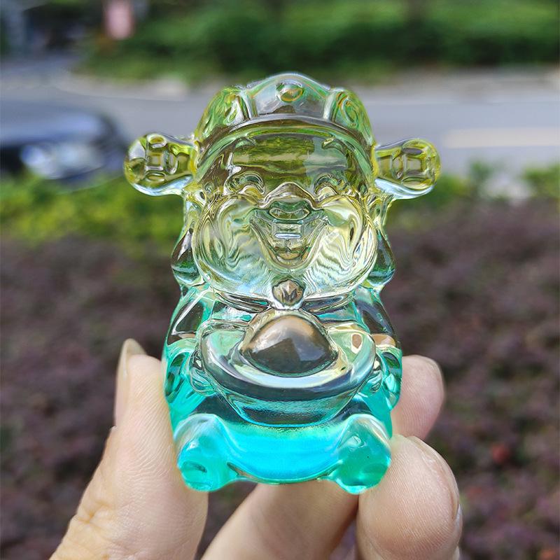 Crystal Glass God of Wealth Ornament: Home & Wedding Decoration Gift