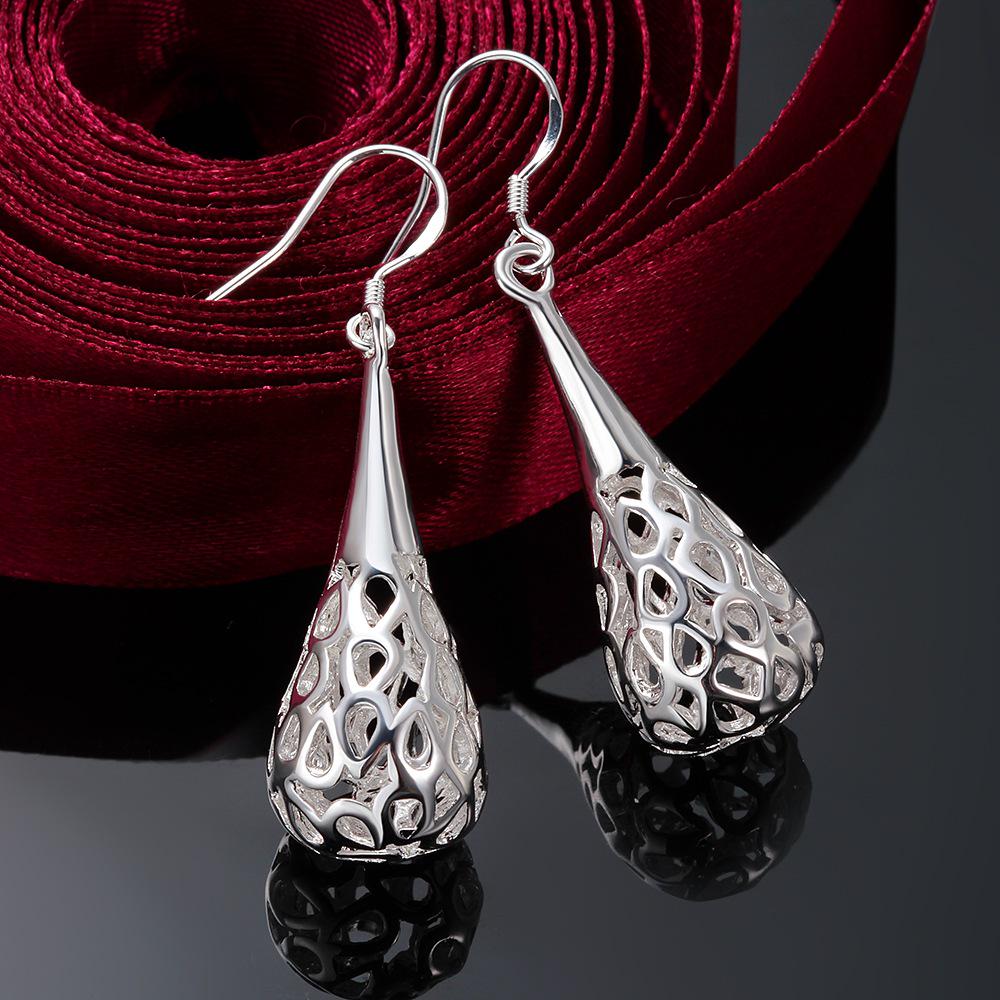 Silver Plated Hollow Water Drop Earrings for Women