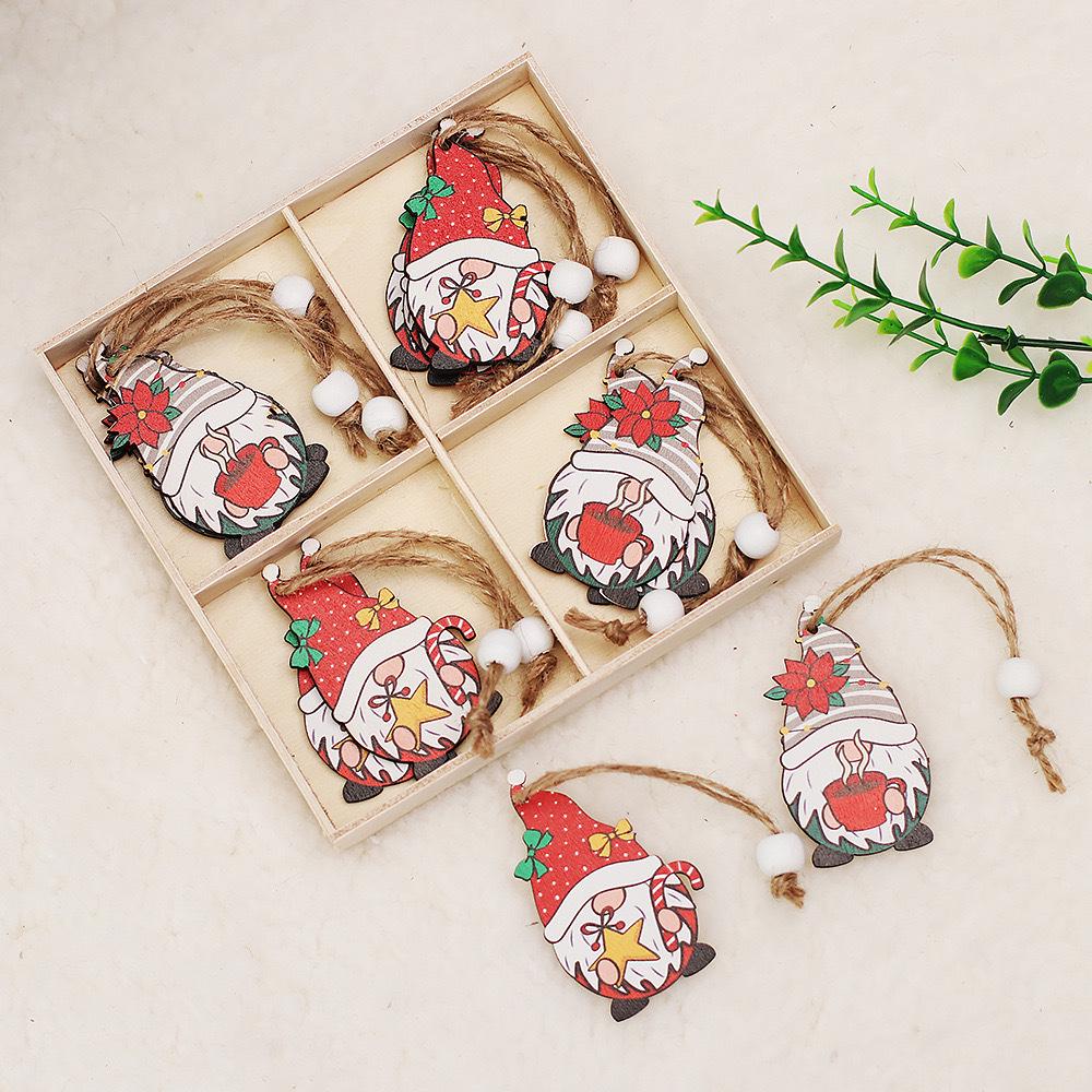 Wooden Faceless Doll Pendant for Christmas & Easter Decorations
