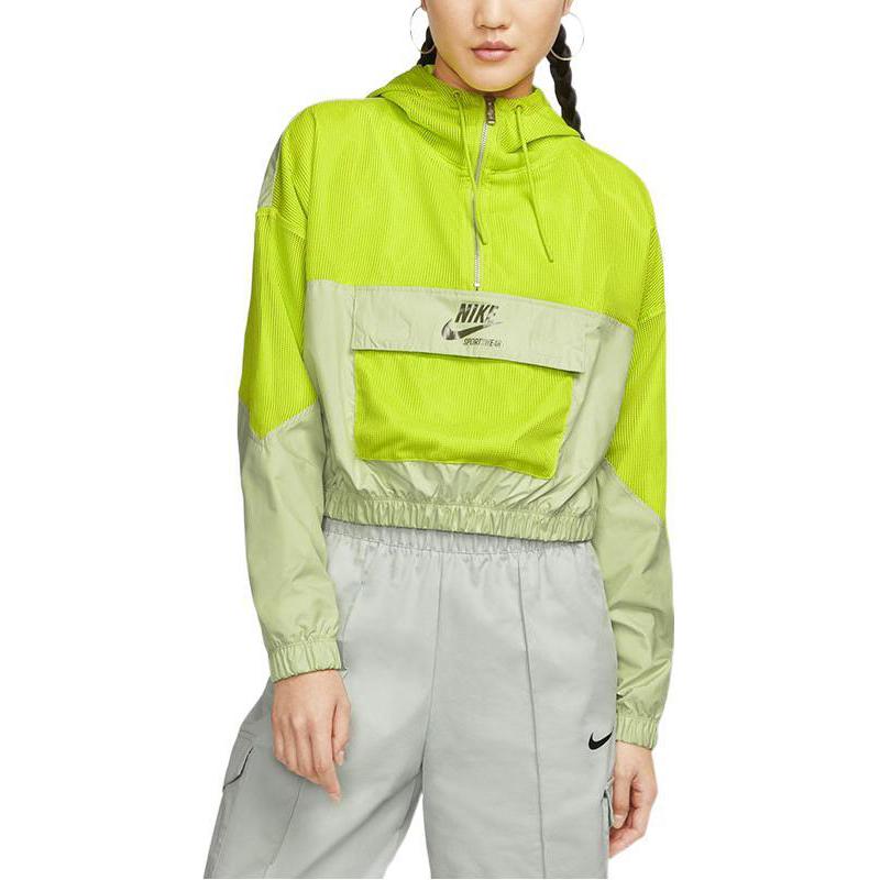 Nike Cropped Coats Women's Green Hooded Thin DO7259-321