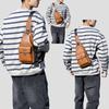 WEIXIER Men's Leather Sling Bag Crossbody Backpack Water-Resistant Shoulder Bag for Travel, Hiking, Daily Commute