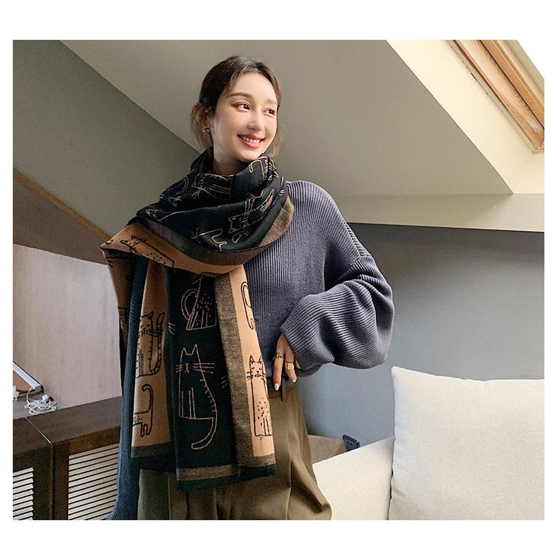 Herbst Winter Neue Schal Weibliche Imitation Kaschmir Gedruckt Langen Schal Schal Herbst Stil Warme Schal Außerhalb