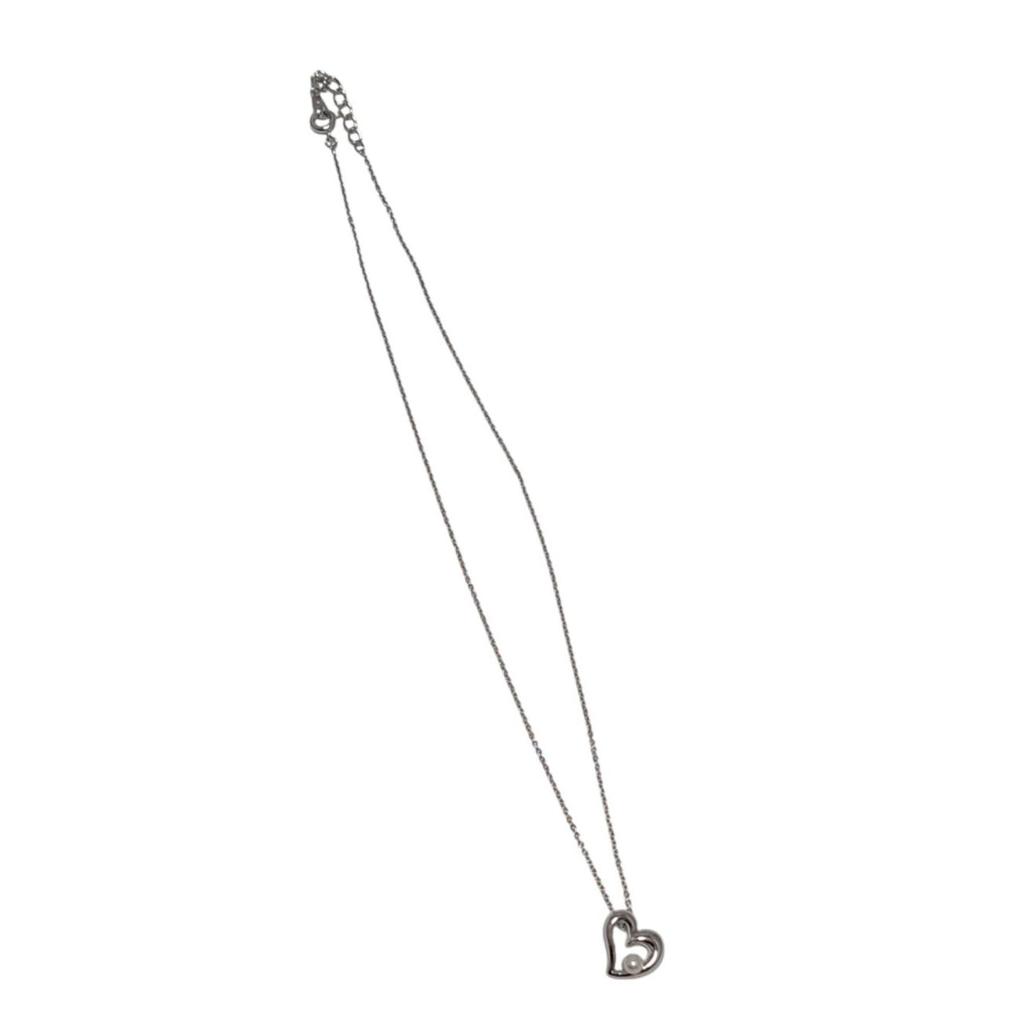 Used Like new Tasaki Pearl Heart Necklace Silver Pendant TASAKI Tasaki 3.7mm Tasaki Pearl Women's