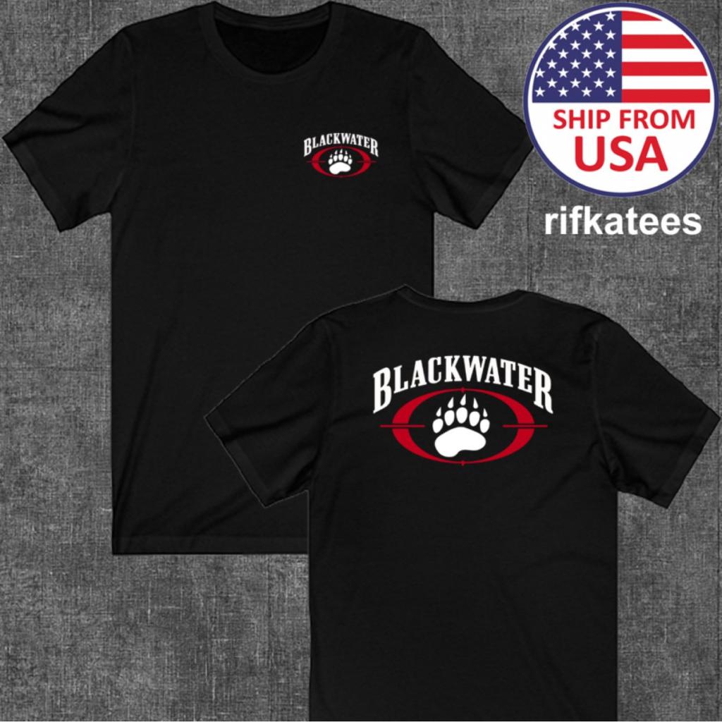 T-shirt Grafica Vintage da Uomo Blackwater 100% Cotone Girocollo Taglie dalla S alla 4XL Design Black Water Security con Zampa Rossa