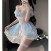 Cosplay Anime Sexy Erotic Princess Cute Blue Maid Outfit Babydoll Lingerie Erotic Temptation Extreme Underwear Moe Ruffles Cute Lingerie Camisole