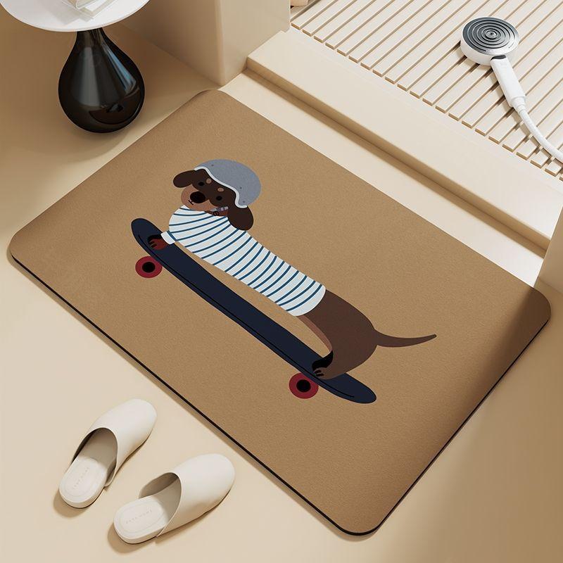 Dachshund Puppy Absorbent Floor Mat Diatom Mud Bathroom Door Foot Pad Non-slip Toilet Toilet Door Cute Foot Pad