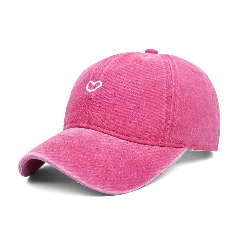 

Heart Embroider Washed Cotton Baseball Caps WoUnisex Unisex Solid Color Snapback Hat Summer Sunshine Trucker Gorras FeUnisex Peaked Hats Adjustable