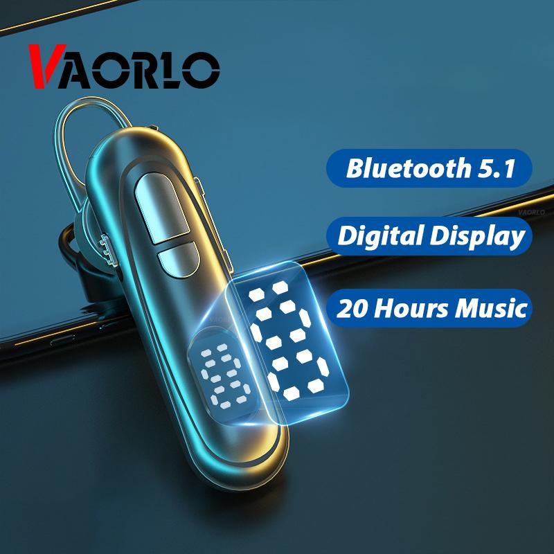 

VAORLO Bluetooth 5.1 Бизнес-наушники Светодиодный цифровой дисплей Кнопка управления Hands-Free HD Calling IPX7 Водонепроницаемый