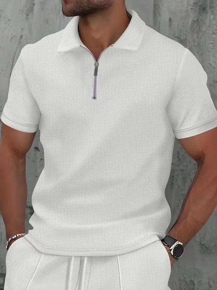 Summer Men Sports Polo Short Sleeve Zipper Polo Shirt Men Casual