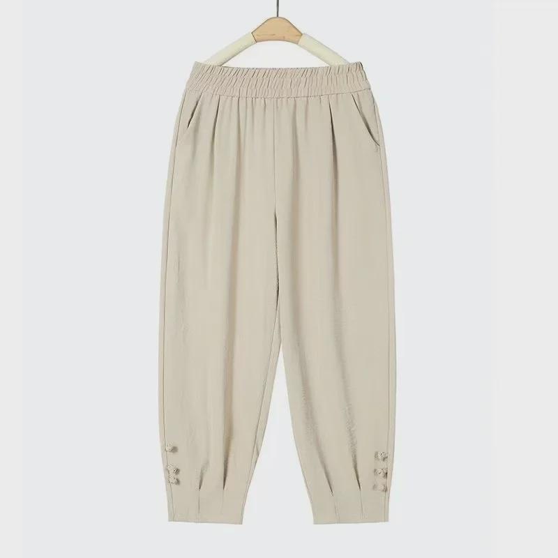 Sommer Dünne Caprihosen mit Hohem Bund für Mittelalte und Ältere Frauen - Locker, Kühl und Atmungsaktiv