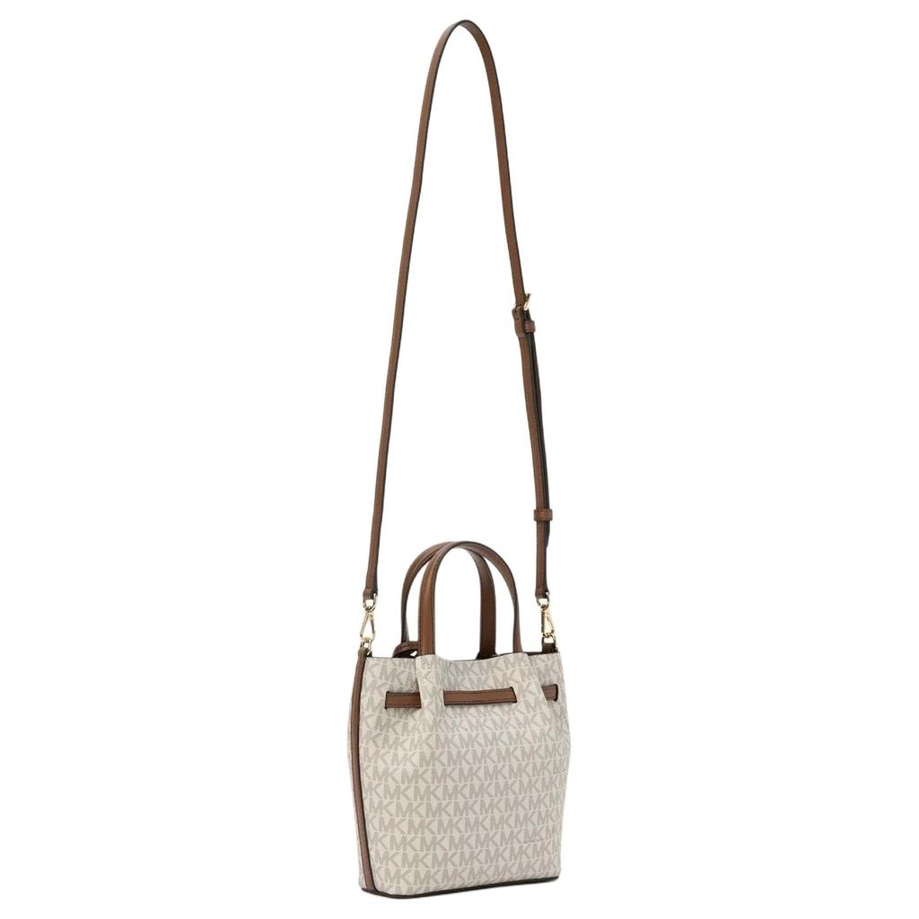 Michael Kors MK Carson Metall-Logo Verstellbarer Abnehmbarer Schultergurt Kunstleder Umhängetasche Kleine Damenhandtaschen 35S5G2ZC5B-VANILLA
