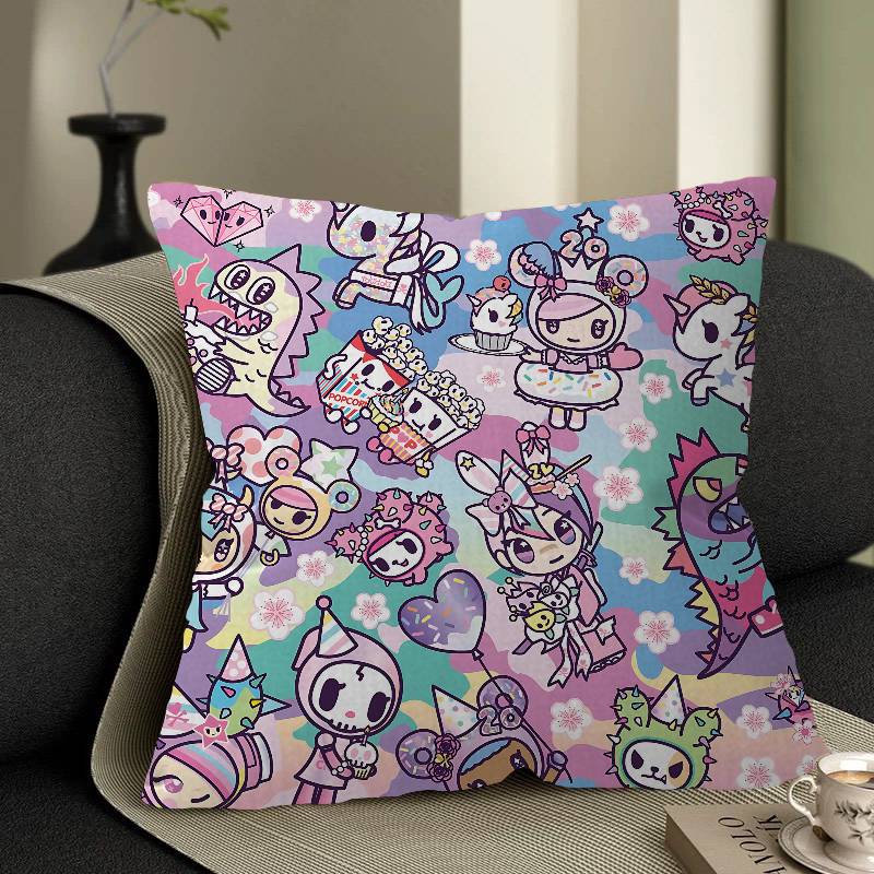 Cartoon T-Tokidoki Pillow Covers Cartoon Sofa Decorative Home Double-Sided Printing Short Plush Cute Cushion Cover