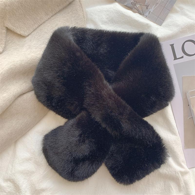 1Pc Solid Color Scarf Women'S Winter Versatile Plush Thickened Scarf Korean Version Solid Color Fur Neck Cover Girl Cute Fur