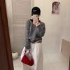 Foreign trade stripes loose lazy wind long-sleeved warm jumper women simple stacking wear winter contrasting color jumper women