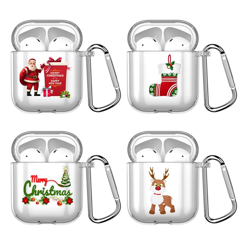 Merry Christmas Silicone Case For Apple Airpods 1 or 2 Shockproof Cover For AirPods 3 Pro Pro2 Transparent Earphone Protector