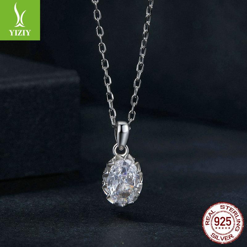 Classic Oval One-Carat Mozzarella Diamond Necklace, Resplendent High-End S925 Sterling Silver Collarbone Chain
