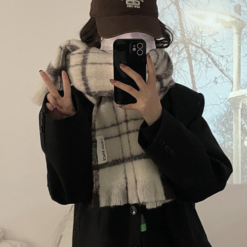 Schal Winter Damen Neu Japanisch Klassisch Schal Verdickt Warm und Kältebeständig Student Vielseitig Schal Doppeltverwendung Trendig
