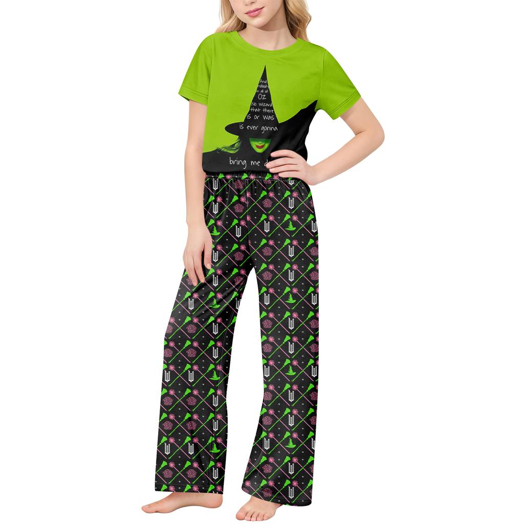 Children's Short-Sleeve Printed Two-Piece Pajama Set With T-Shirt And Pants