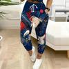 Women Plus Size American Eagle Flag Printed Jogger Pants Drawstring Waist Side Pockets Cuffed Ankle