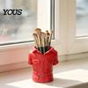 Bright Red Desk Decor 3D Printed Shirt-Shaped Pen Holder, Creative Workwear Organizer for Pencils Markers Unique Office Accessory Scissors,