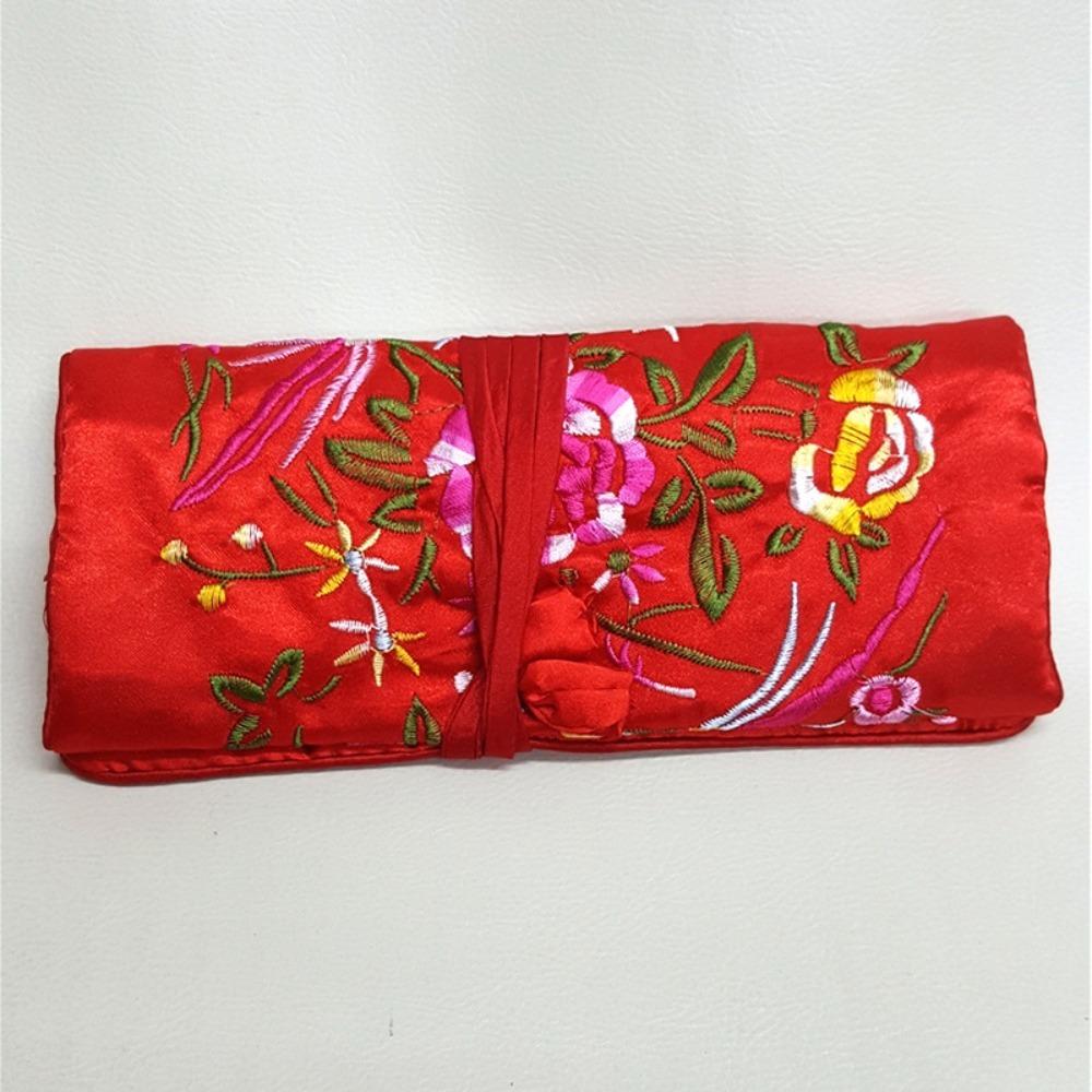 Brocade Storage Bag Jewelry Roll Wrap Scroll-type Object Travel Storage Fashion Jewelry Pouch
