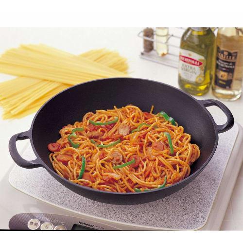 Iwachu Flat All-Purpose Pot (Small), Black Finish, 25cm Inner Diameter, Induction Compatible, Nanbu Ironware, 21066