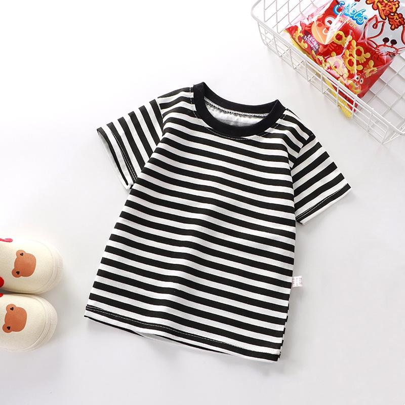 Summer New Boys Girls Striped T-Shirts Children's Clothing Casual Short Sleeve O-Neck Cotton Tops Tees Kids Clothes