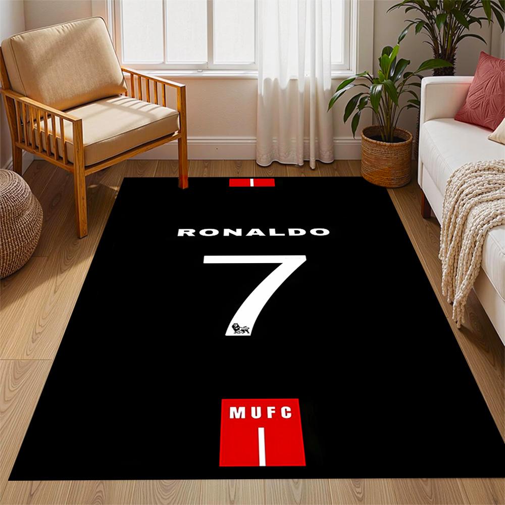 Ronaldo's Legendarische Nummer 7 Thema Anti-Slip Vloerkleden - Polyester Woondecoratie, Geschikt voor Slaapkamers, Woonkamers, Entrees, Studio's en Decoraties