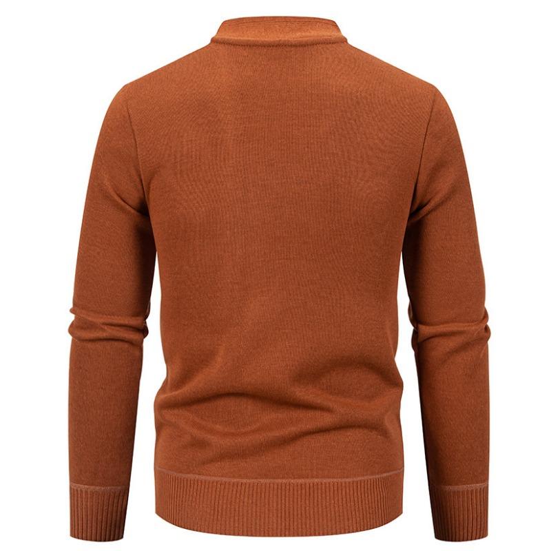 Men S V Neck Long Sleeve Fleece Knit Cardigan Solid Color Casual