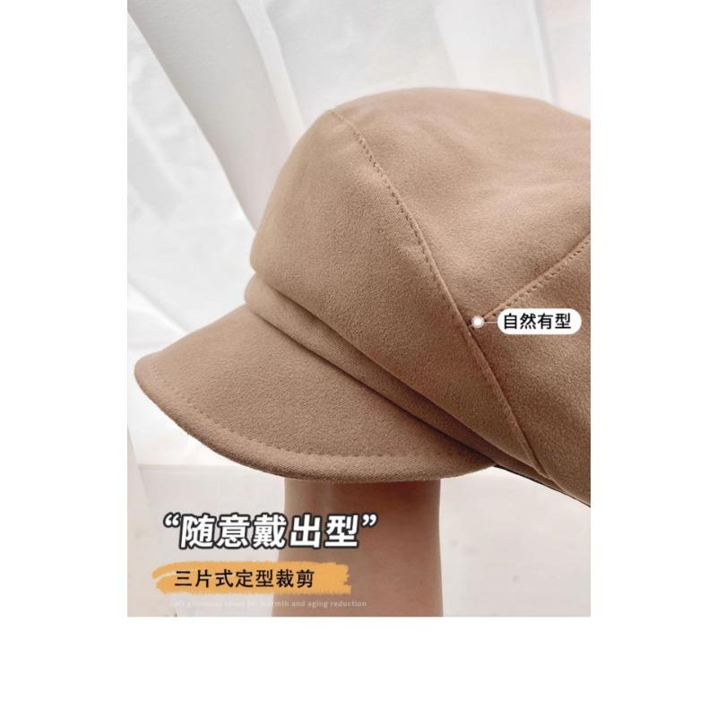 Women S Vintage Suede Beret Hat Large Head Size Octagonal Hat