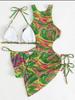 2025 Euro-American Lace-Up Cutout Bikini Three-Piece Swimsuit Set
