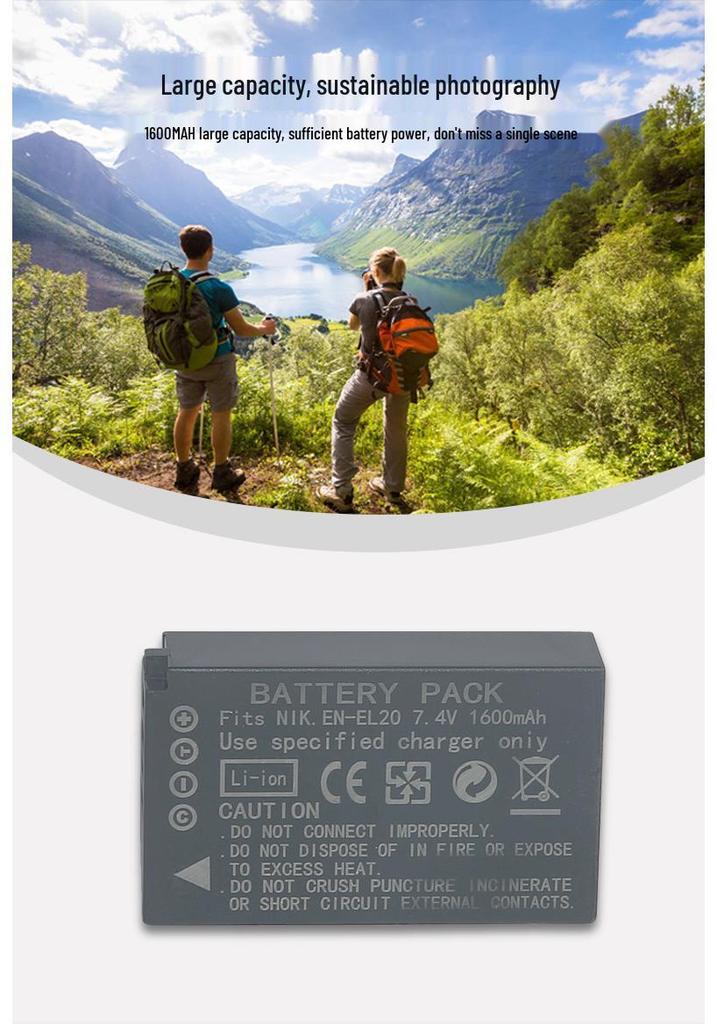 EN-EL20 Battery for Nikon Coolpix A, J1, J2, J3, S1, AW1, V3 Mirrorless Cameras