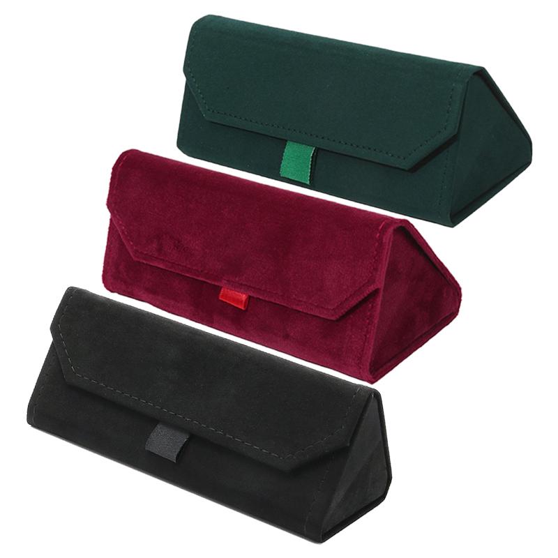1/2/3PCS Velvet Triangle Folding Glasses Women Case Elegant Sunglasses Case Purse Hard Men Elegant Reading Glasses Box NEW