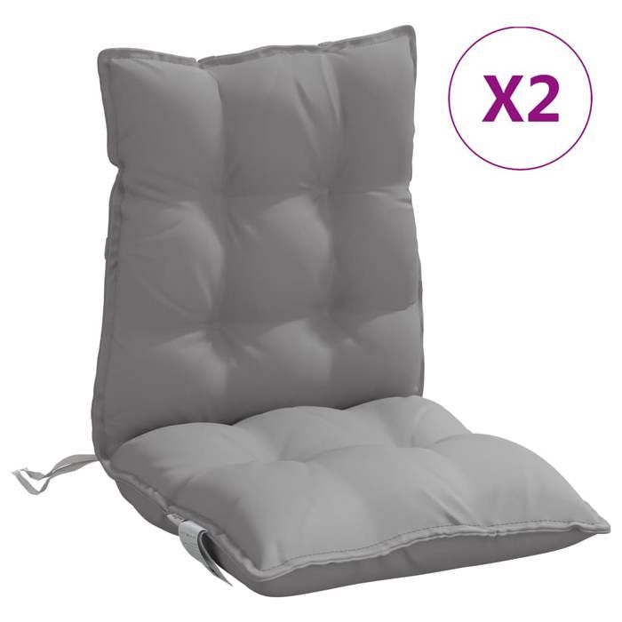 VidaXL Lot de 2 Coussins de Chaise à Dossier Bas, Galette de Siège Imperméable, Coussin d'Extérieur Anti-glissement Jardin 377674