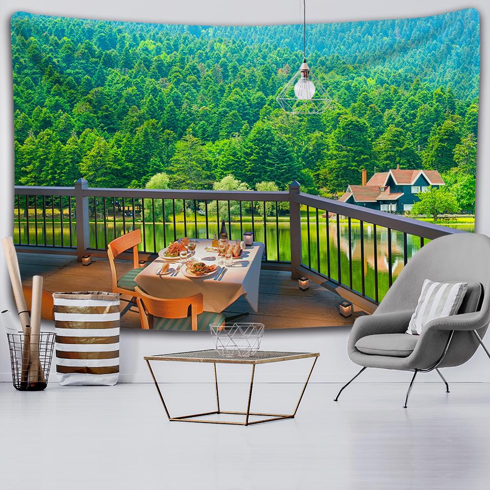 Natural Forest Tapestry Landscape Print Big Wall Hanging Tapestry Cheap Hippie Wall Hanging Bohemian Mural Tapestry