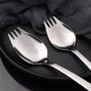 Cream Fruit Stainless Steel Reusable Outdoor Long Handle Spork Salad Forks Flatware Dessert Spoons