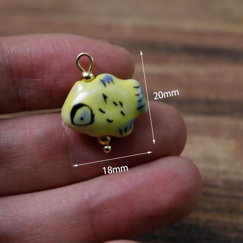 2Pcs Painted Handmade Ceramic Pendants Stainless Steel Eye Pin Tulip/Animal Charms for DIY Necklace Earrings Jewelry Accessories