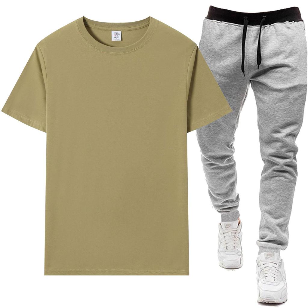 Men's Summer Round Neck T-Shirt & Casual Sports Pants Two-Piece Set