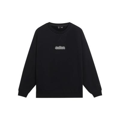 Li-Ning Logo Print Long Sleeve Sweatshirt Unisex Tops Black AWDSB51-3
